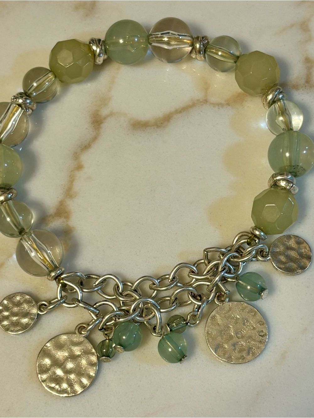 Green Beaded Charm Style Bracelet - Women's Jewelry